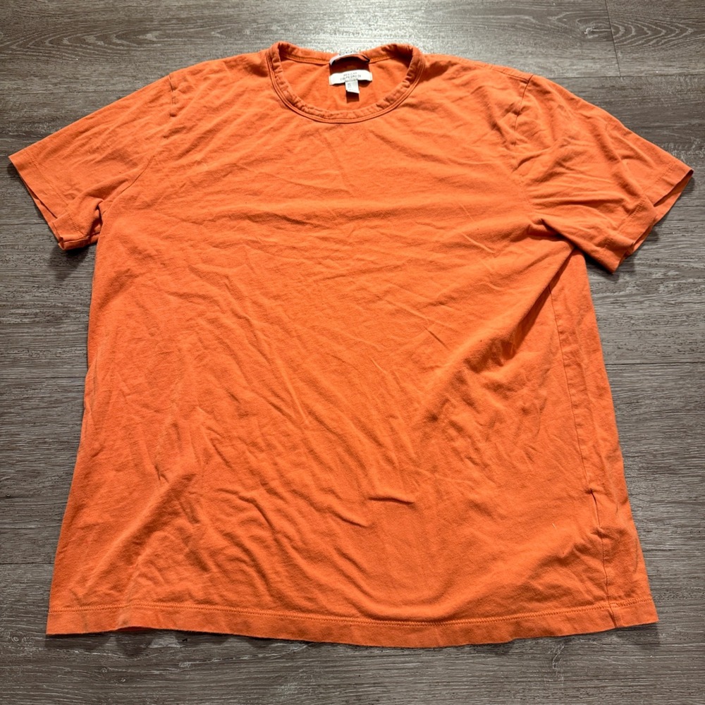 COS Shirt Mens Large Orange 100% Cotton Regular Fit Minimalist Casual Summer Tee
